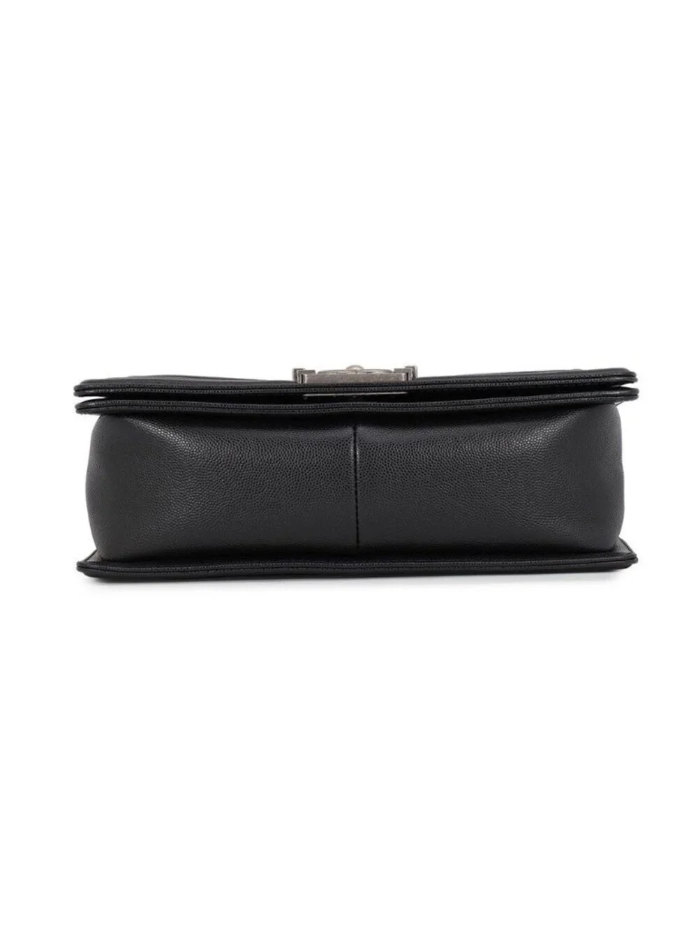 Chanel Chain Shoulder Bag Quilted CC Logo Boy 25 Caviar Leather Black